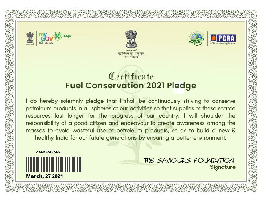 Fuel Conservation Pledge 2021